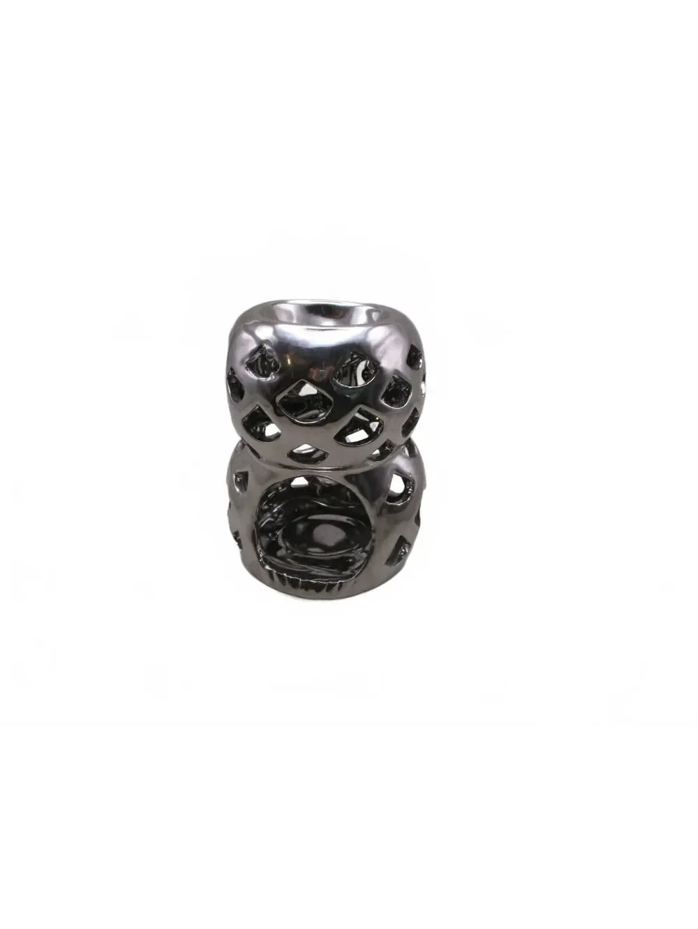 Silver Chrome Ceramic Lattice Wax Melt Warmer Cutout Tealight Candle Holder